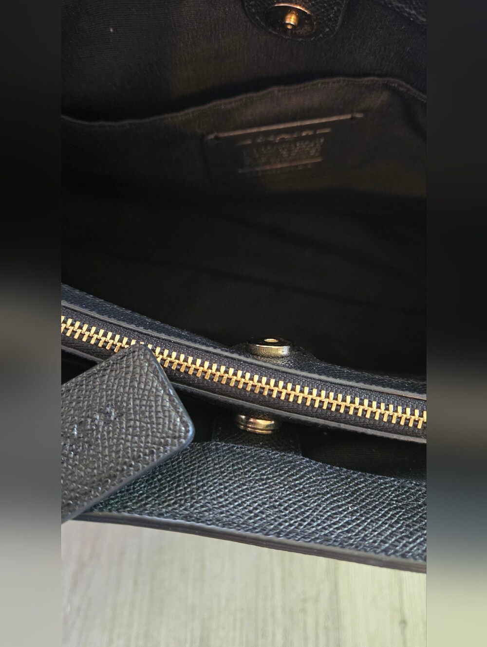 Coach Black Leather Tote Bag with Gold Hardware - Picture 10 of 10